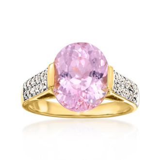 Ross-Simons Kunzite Ring With. Diamonds in 14kt Yellow Gold