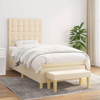 vidaXL Vidaxl - Cama Box Spring Con Colch&oacute;n Tela Color Crema 90x200 Cm