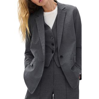 Rag & Bone Jennifer Wool Blend Pinstripe Blazer & Vest Set in Gresp at Nordstrom, Size 16