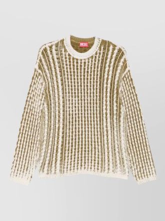 Diesel crewneck sweater striped ribbed open knit