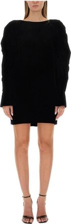 Nina Ricci Mini Velvet Dress with Puff Gathered Sleeves and Bell Cuffs - female - Nina Ricci - Short Dresses - Black - XS - Dresses