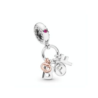 Pandora Accessoires, Dames, Grijs, ONE Size, Bff Dangle Met Cerise Kristal