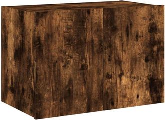 vidaXL Vidaxl - Mueble de tv de pared con luces led roble ahumado 60x35x41 cm