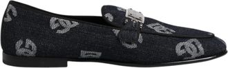 Dolce & Gabbana Blauwe Logo Katoenen Instappers Formele Schoenen