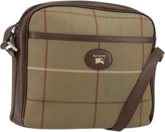 Burberry Pre-owned Canvas Schoudertas - Dames - Vintage Schoudertas - Beige - ONE Size - Leer - Vintage