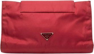 Prada Pre-owned Nylon Pouch - Dames - Vintage Clutch - Rood - ONE Size - Nylon - Vintage