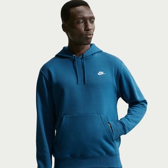 Nike Mens Club Pullover Fleece Hoodie in Blue | FN3859-476