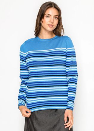 YAL New York Blue Multi-Stripe Knit Sweater