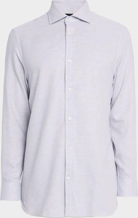 Dunhill Mens Melange Cotton Button-Down Shirt