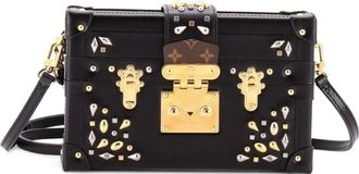 Louis Vuitton Petite Malle Handbag Studded Taiga Leather and Monogram Canvas crossbody bag - Bruin