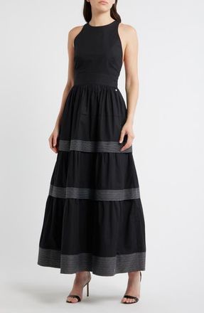 Boss Orange by Hugo Boss Open Back Cotton Poplin Midi Dress in Black at Nordstrom, Size 10