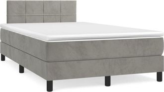 vidaXL Cama Box Spring Colch&oacute;n Y Led Terciopelo Gris Claro 120x190 Cm Vidaxl