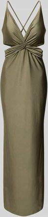 Jake*s Abendkleid mit Knotendetail in Oliv, Gr&ouml;&szlig;e 42