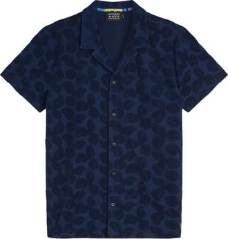 Scotch & Soda Hemd - Heren - Korte mouwen Overhemden - Blauw - M - Overhemden