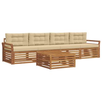 vidaXL Conjunto De Sof&aacute;s De Exterior Con Coj&iacute;n 5 Pcs Natural Y Beige Vidaxl