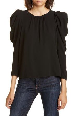 BA&SH Manon Puff Sleeve Blouse in Noir at Nordstrom Rack, Size X-Small