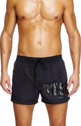 Diesel Mid-length swim shorts with logo print - Swim shorts - Man - Black