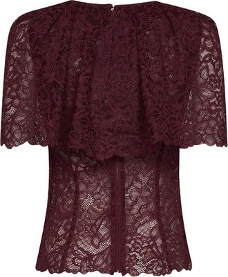 Self Portrait Womens Lace Cape Top Burgundy Polyamide Tops