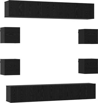 vidaXL Conjunto De Mueble De Tv 10 Uds. Roble Negro Vidaxl