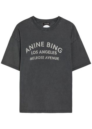 Anine Bing Cade Printed Cotton T-shirt - Black - S (UK8-10 / S)