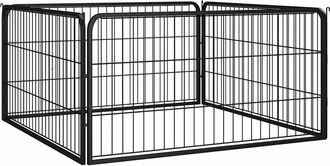 vidaXL Corral Para Perros 4 Paneles Acero Con Recubrimiento En Polvo Vidaxl