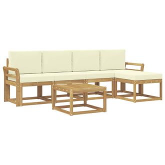 vidaXL Conjunto De Sof&aacute;s De Exterior Con Coj&iacute;n 6 Pcs Blanco Y Crema Vidaxl
