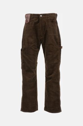 Junya Watanabe Pantalone In Velluto Di Cotone Con Inserti In Pelle