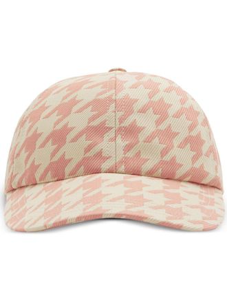 Burberry Honkbalpet met pied-de-poule print - Roze