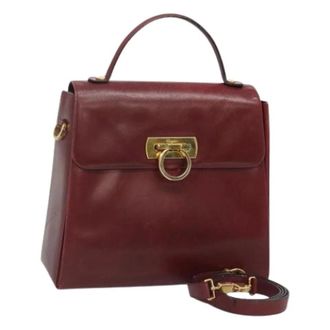 Ferragamo Pre-owned Handbags, female, Red, Size: ONE SIZE Pre-owned Two-Way Leather Handbag