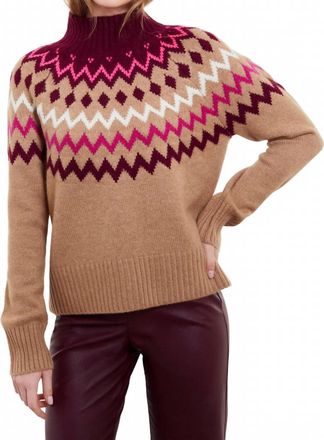Isla Sara Fairisle Mock Neck Sweater In Almond Multi