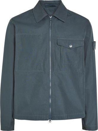 Stone Island Ghost Logo Cotton-poplin Overshirt - Blue - XL