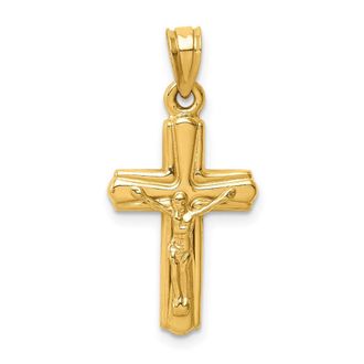 Diamond2Deal 14k Yellow Gold Reversible Crucifix Pendant