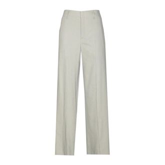 Alysi Pantalone Lino Stretch Ampio - Dames - Wijde Broeken - Grijs - S - Leer - Broeken
