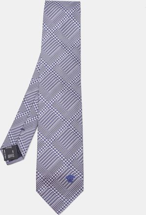 Versace Grey/navy Blue Patterned Silk Tie