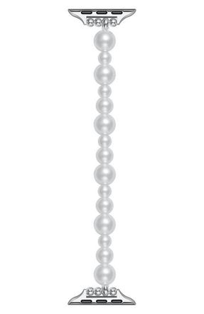 Posh Tech Maeve 38mm Imitation Pearl Apple Watch Bracelet Watchband, 42mm in White at Nordstrom, Size 38 Mm