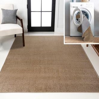 Jonathan Y Designs Twyla Classic Solid Low-Pile Machine-Washable Area Rug in Brown at Nordstrom, Size 3Ft 0In X 5Ft 0In