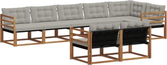 vidaXL Conjunto De Sof&aacute;s De Exterior 8 Uds. Gris Natural Y Claro Vidaxl