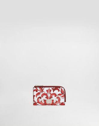 Dolce & Gabbana Majolica-print Calfskin Card Holder - Man Wallets And Small Leather Goods Multicolor Onesize
