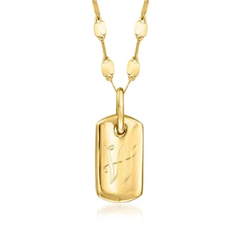 RS Pure by Ross-Simons Italian 10kt Yellow Gold Plain Puffed Dog Tag Necklace