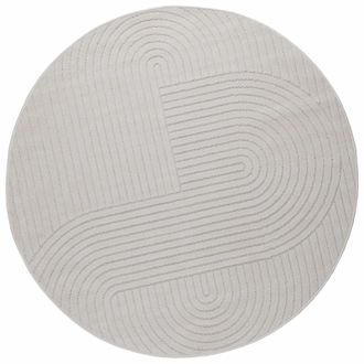 vidaXL Alfombras De &Aacute;rea Redondo Palmeras Crema &Oslash; 120 Cm Poli&eacute;ster Vidaxl