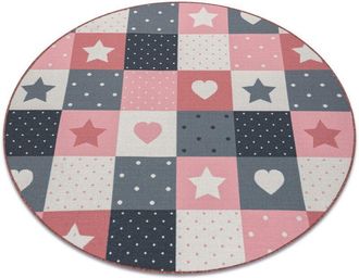 RugsX Rugsx - Carpet for kids stars circle childrens pink / grey pink round 170 cm