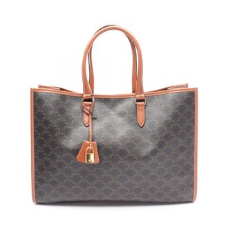 Celine Black Brown Coated Canvas Leather Handbag Tote Bag (Pre-Owned)