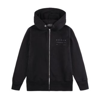 Hogan Refined Black Zip Hoodie In Virgin Wool