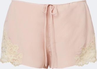 De La Vali Elia lace-trimmed cr&ecirc;pe de chine shorts
