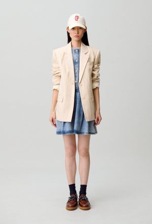 Claudie Pierlot Robe courte &eacute;vas&eacute;e denim d&eacute;lav&eacute;