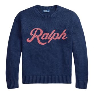 Ralph Lauren Round-neck Knitwear, male, Blue, Size: L The Ralph Logo Sweater