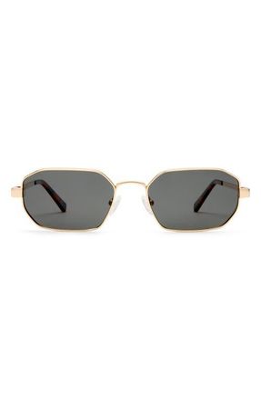 Le Specs Mythic 57mm Square Sunglasses in Gold /Smoke Mono Polarized at Nordstrom