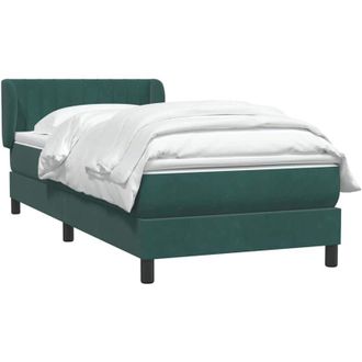 vidaXL Cama Box Spring Con Colch&oacute;n Terciopelo Verde Oscuro 80x220 Cm Vidaxl
