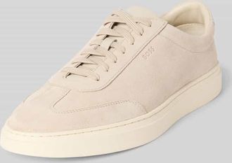 HUGO BOSS Low Top Sneakers aus Veloursleder in Beige, Größe 44