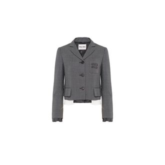 Miu Miu Single-breasted Prince of Wales check jacket